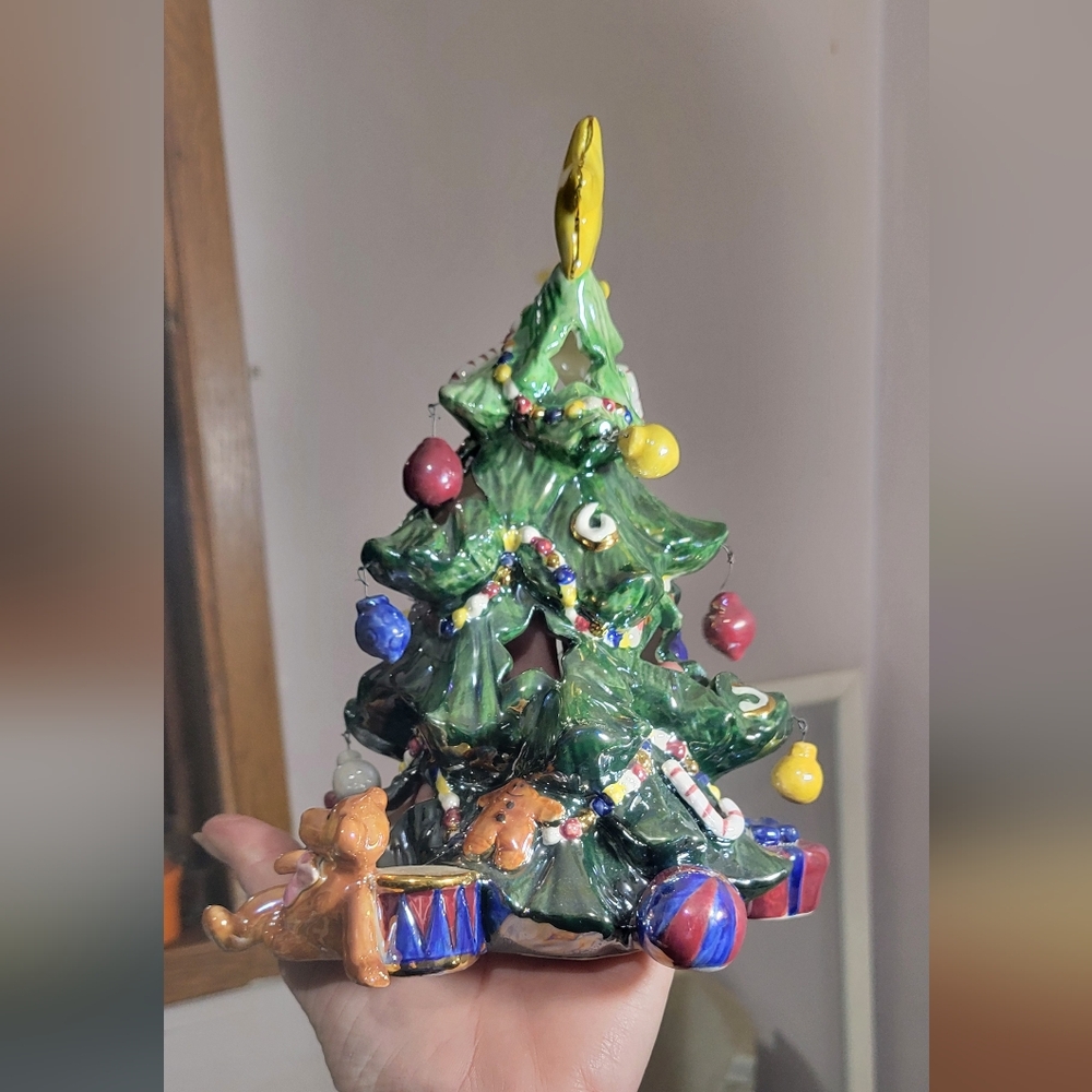 Festive Ceramic Christmas Tree with Ornaments